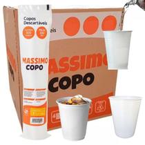 Kit 10 Un Copo Descartável 200Ml Branco Água Massimo 1.000Un