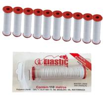 Kit 10 Un Elástico para Amarrar Isca Elastic COR BRANCO 110 M
