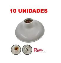 kit 10 un. Plafon Simples Sobrepor Luminária Liso Branco Bocal Soquete Porcelana E27 Branco Radial PVC Resistente