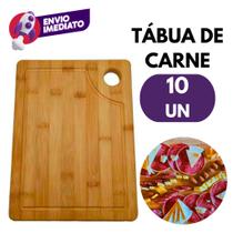 Kit 10 Un Tabua De Corte Carne Madeira Bambu Retangular 33CM Cortar Servir Churrasco Frios