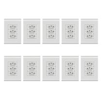 Kit 10 un. Tomada Tripla 10a/250v Com Placa 4x2 Liz Tramontina