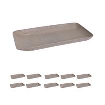 Kit 10 Un Travessa Retangular P/ Petiscos Petisqueira Cinza