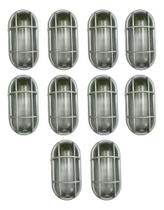 Kit 10 Und Arandela Luminária De Jardim Branca C Grade Opl Branco