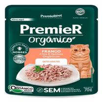 Kit 10 und Sachê Premier Gourmet Orgânico Gatos Adultos Frango 70g