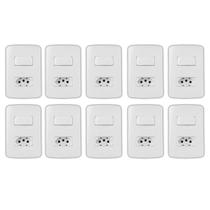 Kit 10 Uni - MG B3 Conj 2P+T 10A + 1 Int Paralelo 10A Branco