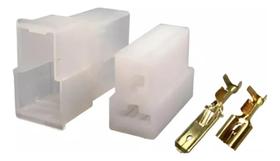 Kit 10 Unid Conector 02 Vias 6,3 Macho Femea Com Terminal