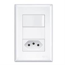 Kit 10 Unid. Conjunto 4x2 Interruptor 1 Tecla Simples + Tomada 10A Modular Evidence - Fame