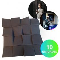 Kit 10 Unid. Espuma Acústica 3D Isolamento e Bloqueio de Som