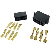 Kit 10 Unidade Conjunto Conector Plug Enciaxe 8 Vias Preto Com Terminais Universal Tomada Macho e Femea Uso Geral Permak