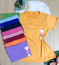 kit 10 unidades Blusa feminina tshirt Baby look estampada cores