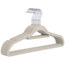 Kit 10 Unidades Cabide Slim De Veludo Bege