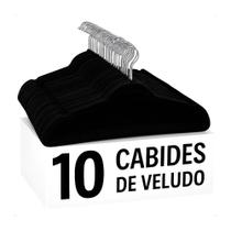 Kit 10 Unidades Cabides Slim Veludo Preto Kit 10 Unidades Cabides Slim Veludo Preto
