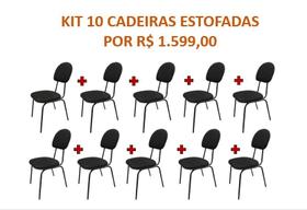 KIT 10 unidades Cadeira Fixa Estofada Tecido Preto KIT 10 unidades Cadeira Fixa Estofada Tecido Preto
