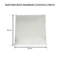Kit 10 Unidades Cake Board para Bolo Quadrado 24x24cm. Prata