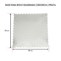 Kit 10 Unidades Cake Board para Bolo Quadrado 28x28cm. Prata