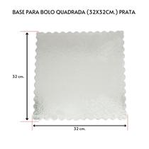 Kit 10 Unidades Cake Board para Bolo Quadrado 32x32cm.Prata