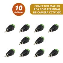 Kit 10 unidades conector macho rca com terminal de câmera cctv x50 fv trend eletronic Kit 10 unidades conector macho rca com terminal de câmera cctv x50 fv trend eletronic
