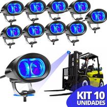 Kit 10 Unidades Farol Led Blue Spot Luz Azul Empilhadeira
