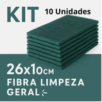Kit 10 Unidades Fibra Limpeza Geral Verde 26cm 10cm Multiuso para Piso, Parede, Bancada Equipamentos Utensílios Kit 10 Unidades Fibra Limpeza Geral Verde 26cm 10cm Multiuso para Piso, Parede, Bancada Equipamentos Utensílios