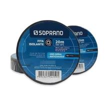 Kit 10 unidades fita isolante preta 15mm x 20mts soprano filme pvc Kit 10 unidades fita isolante preta 15mm x 20mts soprano filme pvc