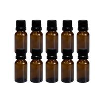 Kit 10 unidades frasco vidro âmbar gotejador batoque 10ml Kit 10 unidades frasco vidro âmbar gotejador batoque 10ml
