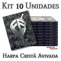 Kit 10 unidades harpa avivada e corinhos brochura pequena letra maior escudo camuflado