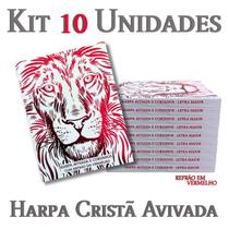 Kit 10 unidades harpa avivada e corinhos brochura pequena letra maior leão branca e vermelha
