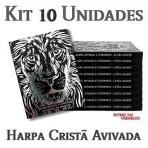 Kit 10 unidades harpa avivada e corinhos brochura pequena letra maior leão preta e prata
