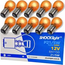 Kit 10 unidades lâmpadas 2 polos halogena ambar para seta conjugada 1034 12v 21/5w bay15d laranja