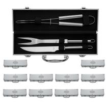 Kit 10 Unidades - Maleta Kit Churrasco 3 Peças Kit 10 Unidades - Maleta Kit Churrasco 3 Peças