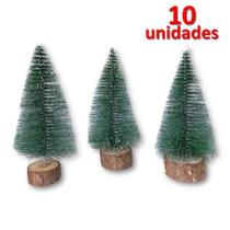 Kit 10 unidades Mini Pinheiro Nevado 15cm Árvore de Natal de Mesa