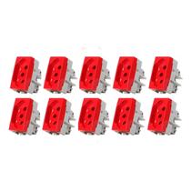Kit 10 Unidades - Módulo Tomada 2p + T Sleek Vermelha Margirius