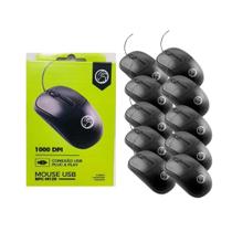 Kit 10 Unidades Mouse Óptico USB BrazilPC M129 Cabo 1,2m Preto Alta Precisão Ideal para Escolas, Escritórios e Eventos