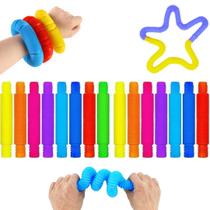 Kit 10 unidades POP TUBE 14cm Tubo Fidget Toy Sensorial Descompressão Anti Stress