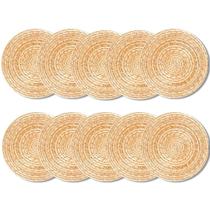 Kit 10 Unidades Sousplat Redondo Natural Rattan 32Cm Rafimex