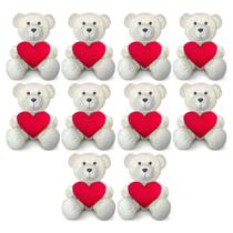 Kit 10 Ursinhos De Pelúcia Articulado Com Coração Amor 25cm