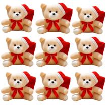 Kit 10 Ursos Papai Noel Com Gorro e Laço Enfeite de Pelúcia e Cestas Para o Natal 20 Cm Kit 10 Ursos Papai Noel Com Gorro e Laço Enfeite de Pelúcia e Cestas Para o Natal 20 Cm