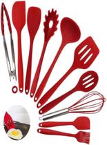 Kit 10 Utensílios de Cozinha em Silicone e Aço Inox, Resistentes ao Calor e Antirriscos, Não Arranham, Conjunto Acessóri Kit 10 Utensílios de Cozinha em Silicone e Aço Inox, Resistentes ao Calor e Antirriscos, Não Arranham, Conjunto Acessóri
