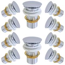 Kit 10 Válvula Ralo Click 1.1/4 Metal P/ Pia e Cuba Cromada