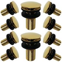 Kit 10 Válvula Ralo Click Luxo 7/8 Metal Pia e Cuba Dourada
