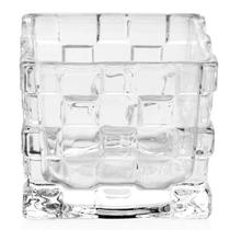 Kit 10 Vaso Castiçal De Vidro Quadrado Trabalhado Porta Vela Decoração Candelabro Suporte Decorativo