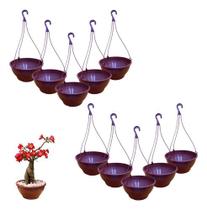 Kit 10 Vaso Cuia 25 + 10 Alça Plástica Planta Flor Samambaia - - Marrom