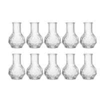 Kit 10 Vaso Decorativo 8cm Vidro Flores Solitário Resistente