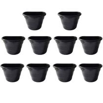 Kit 10 Vasos Arandela Suporte Parede 3L Preto Kit 10 Vasos Arandela Suporte Parede 3L Preto