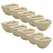 Kit 10 Vasos de Parede Bege para Jardim Vertical 18x33