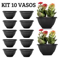 Kit 10 Vasos de Parede Meia Lua Mini Para Jardim Vertical Preto