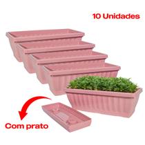 Kit 10 Vasos Jardineiras Plantas Floreira de Janela Prato