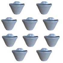 Kit 10 Vasos Meia Lua Parede Cinza Plástico Texturizado