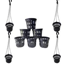 Kit 10 Vasos Vazados Plástico Para Plantas Orquídeas Flores 15 Com 10 Alça Haste Para Pendurar Vasos Plantas Jardins Decoração Interiores Ambientes