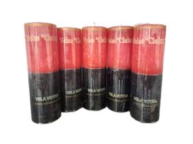 Kit 10 Velas 7 Dias Bicolor Vermelha E Preta 260gr